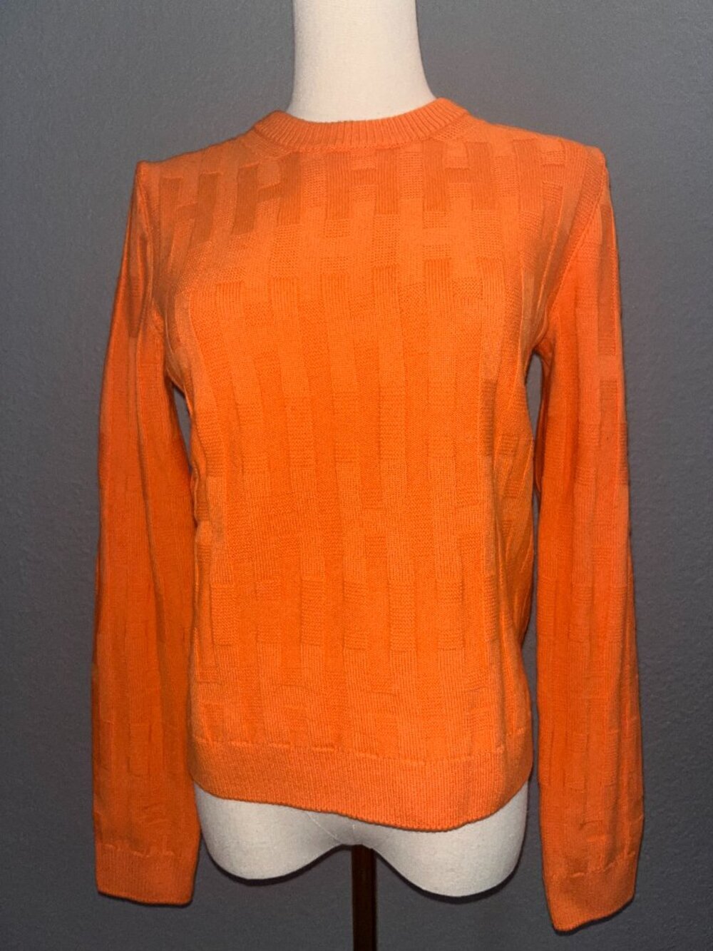 Hermès Maille Voyage Orange H Logo Knit Crewneck Wool Sweater NEW WITH TAGS EU38